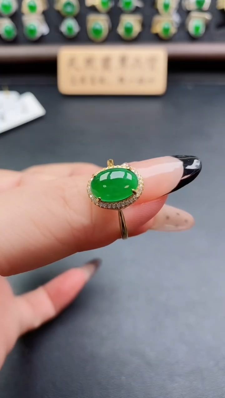 银S925镶嵌戒指翡翠1