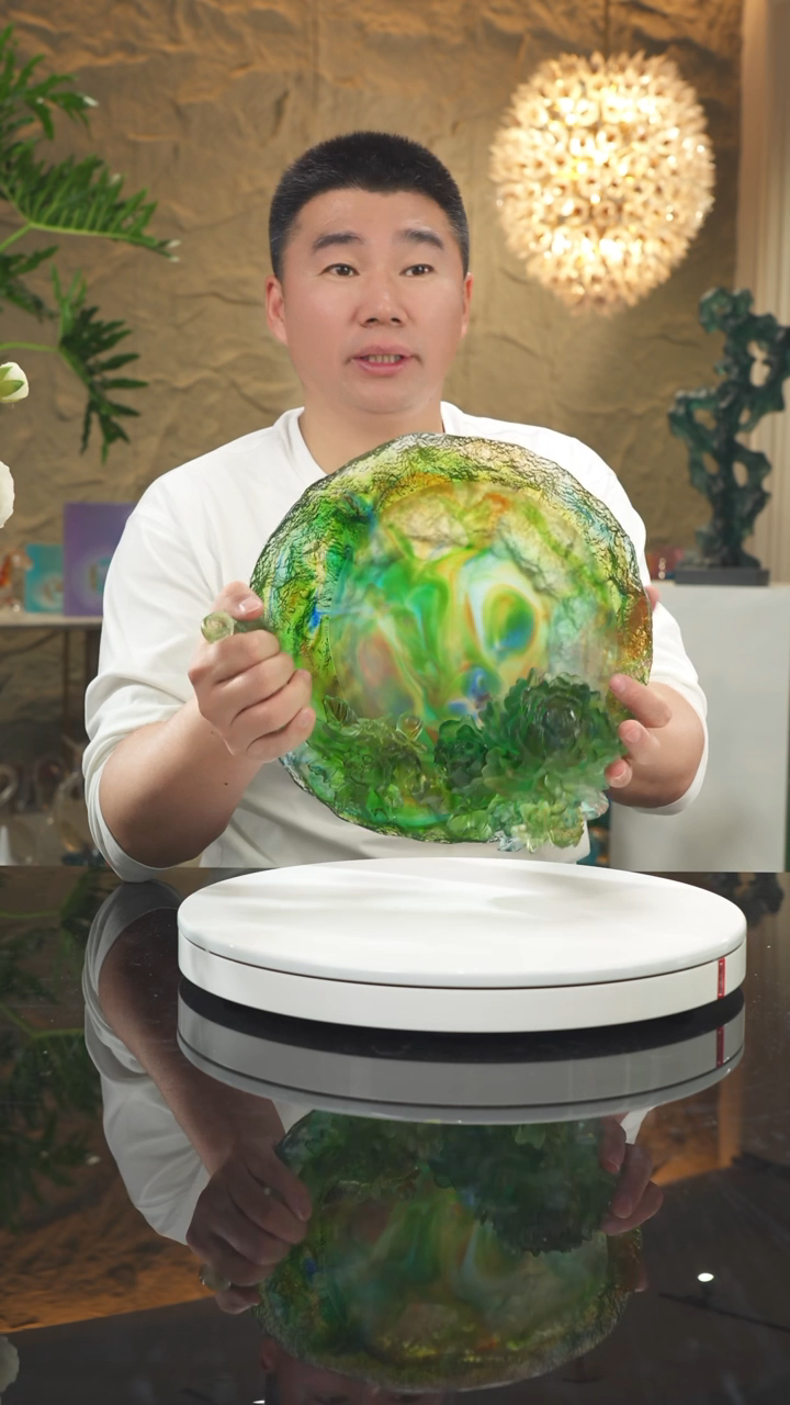 【闪购商品】瓷片设计款牡丹果盘摆件30号
