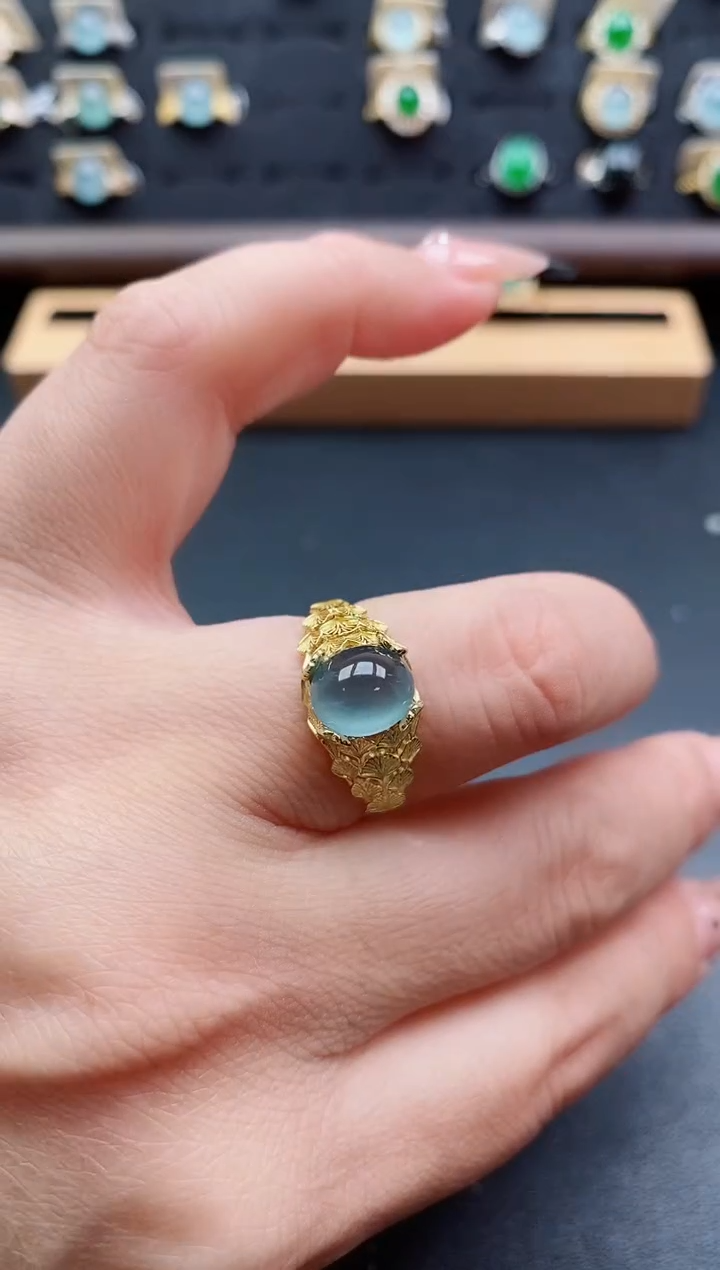 银S925镶嵌戒指翡翠1