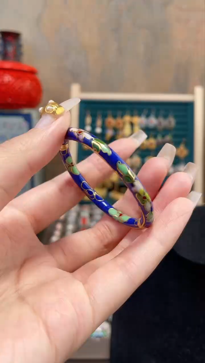 非遗景泰蓝儿童镯子宝蓝