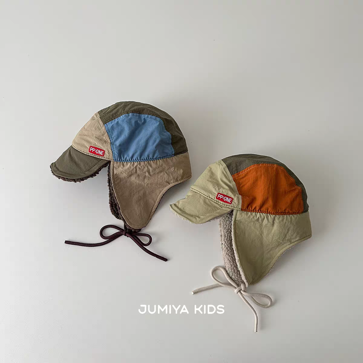 儿童帽子冬季男童雷锋帽加绒保暖潮童拼色复古男宝宝炸街冲锋帽潮