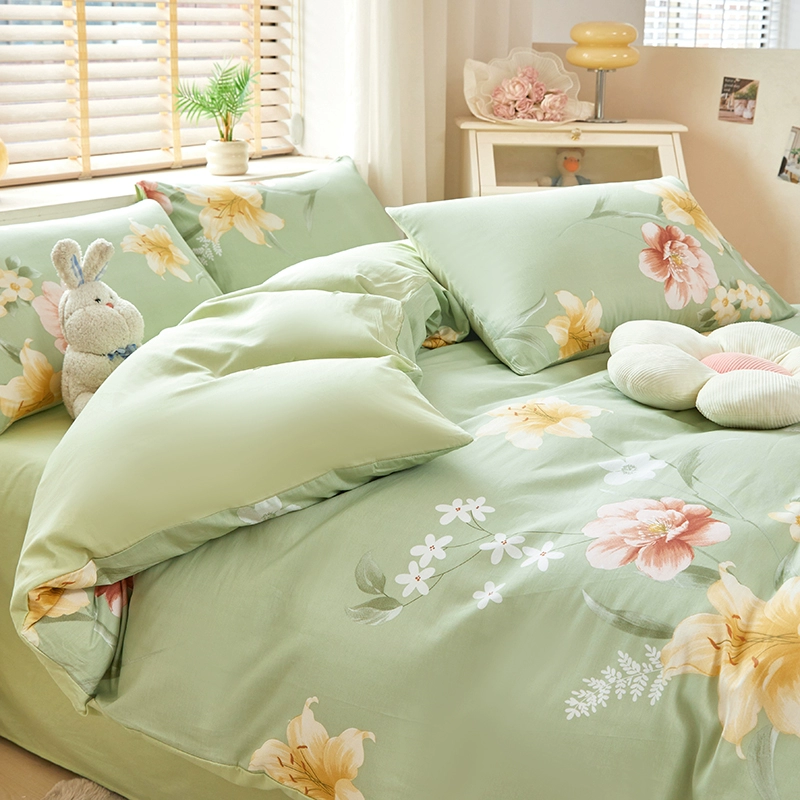 320S柔赛丝高精密数码印花被套单件-圣洁绿