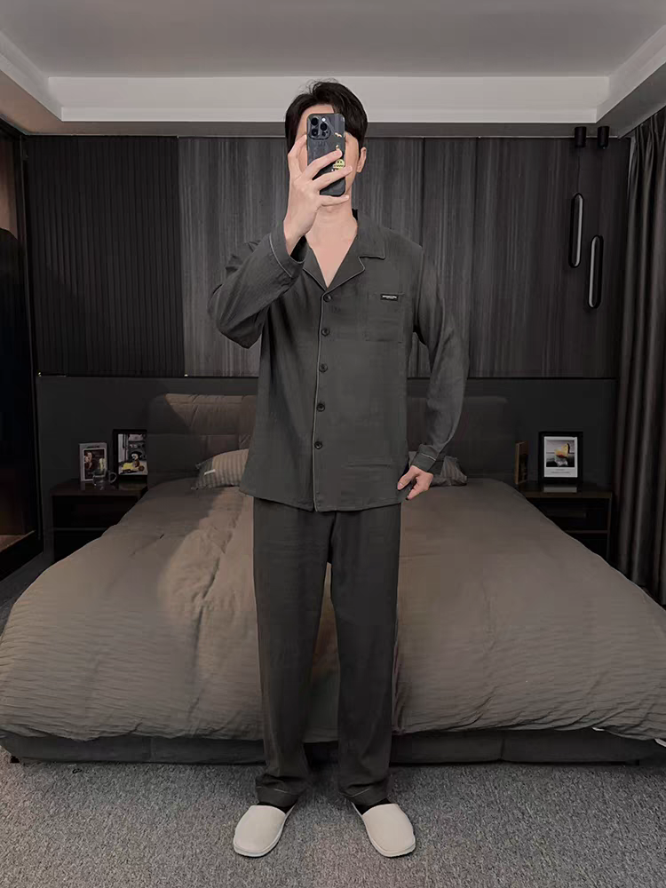 春秋季男士睡衣云朵棉家居服简约舒适套装