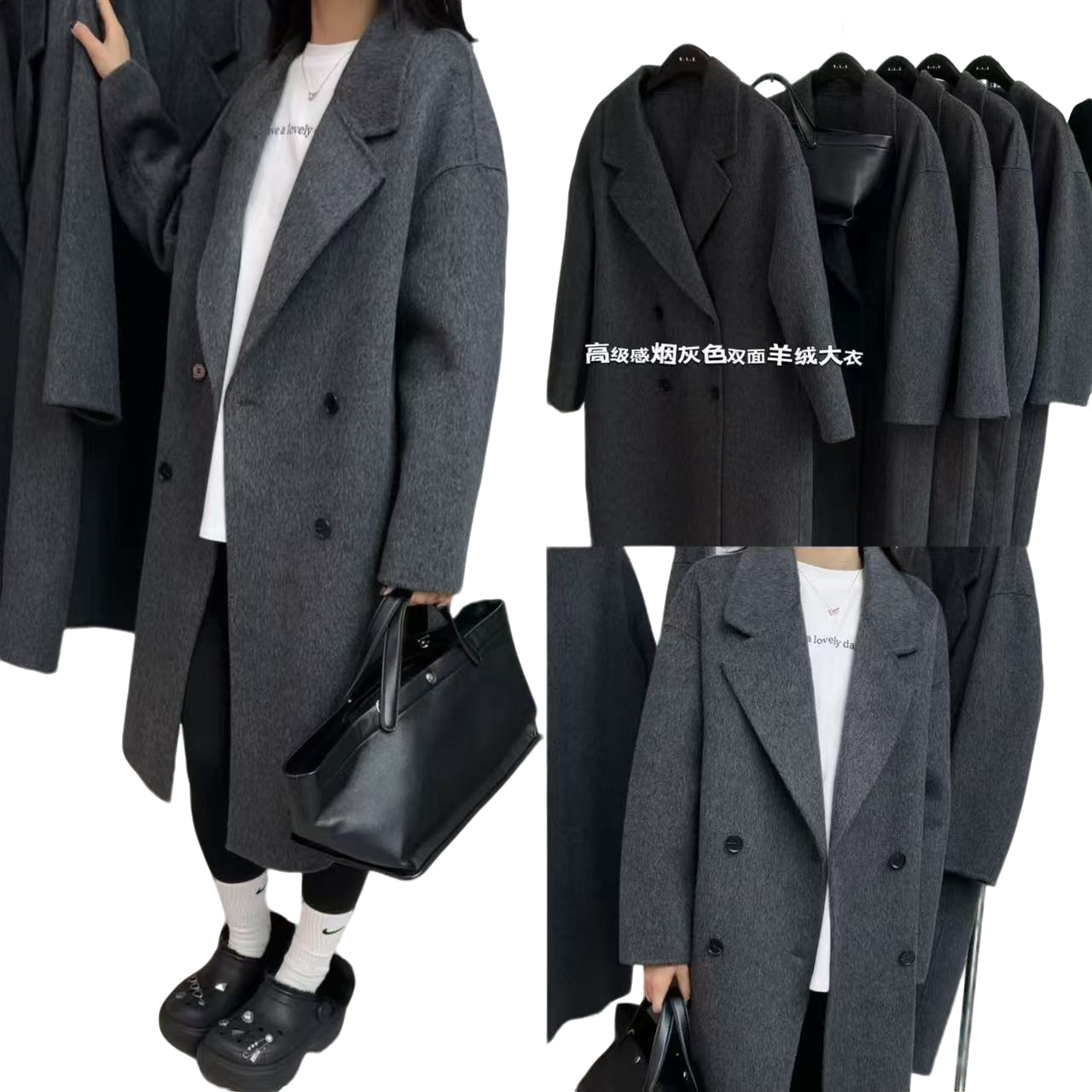 WENLA/玟拉WENLA冬时尚宽松百搭中长款羊毛大衣