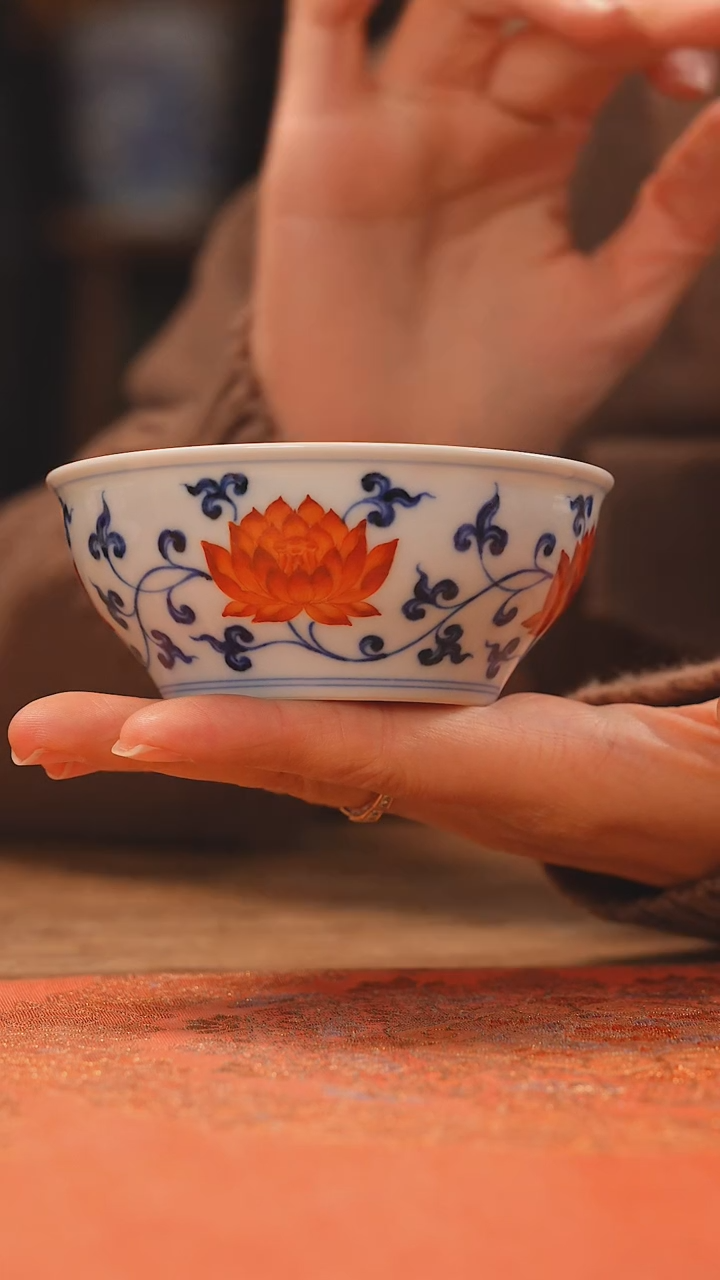 【闪购商品】杯团窑 缠枝莲双龙折腰杯