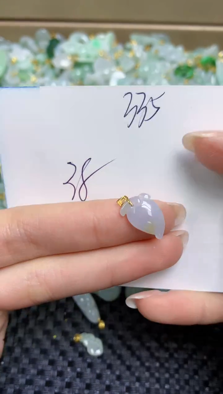 【闪购商品】翡翠颈饰18K金镶嵌天然缅甸A货翡翠