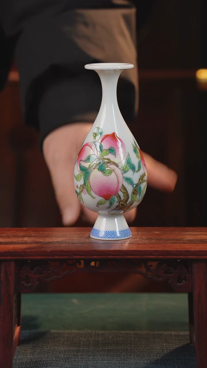 【闪购商品】摆件釉上粉彩纯手绘手工原创瓷器〖五桃〗