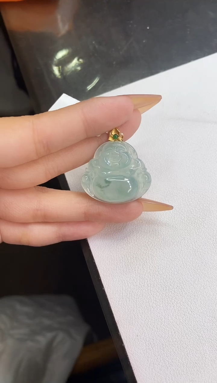 【闪购商品】翡翠颈饰18K金镶嵌佛公