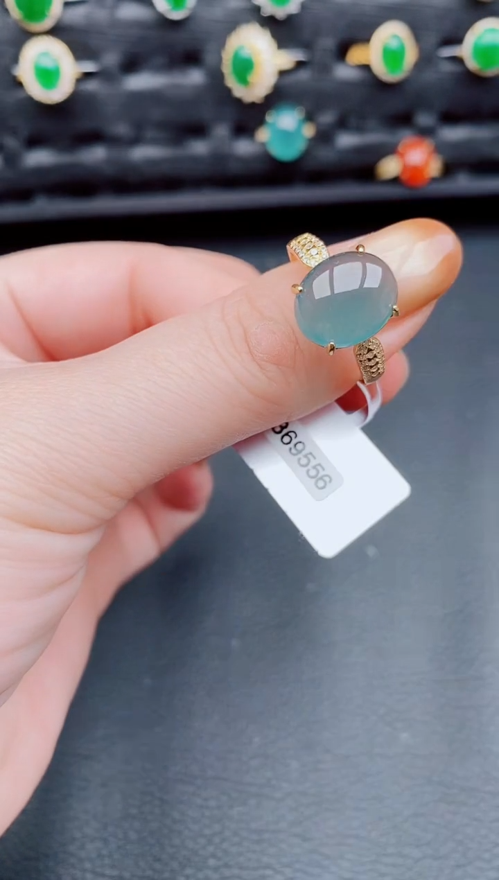 【闪购商品】翡翠戒指银S925镶嵌天然a货翡翠174