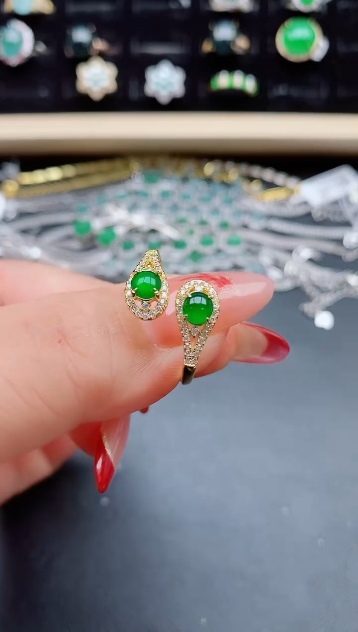 【闪购商品】翡翠戒指银S925镶嵌508005