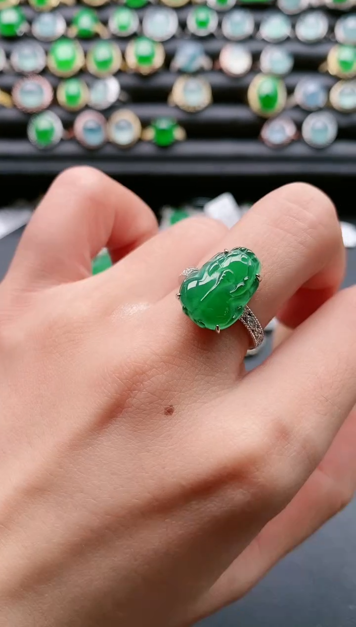 【闪购商品】翡翠戒指银S925镶嵌1111