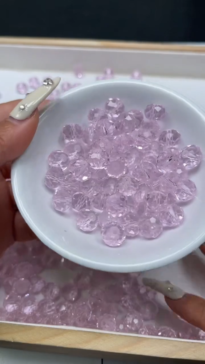 未镶嵌珠宝半成品水晶D453 粉水晶切面9*10mm10个8.8元