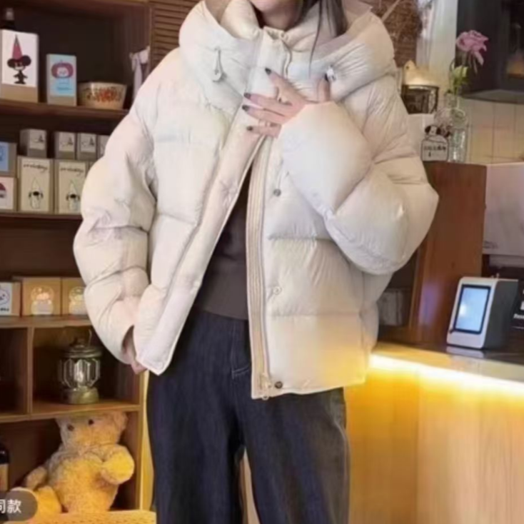 棉花糖puff休闲气质连帽韩版羽绒服全网爆款