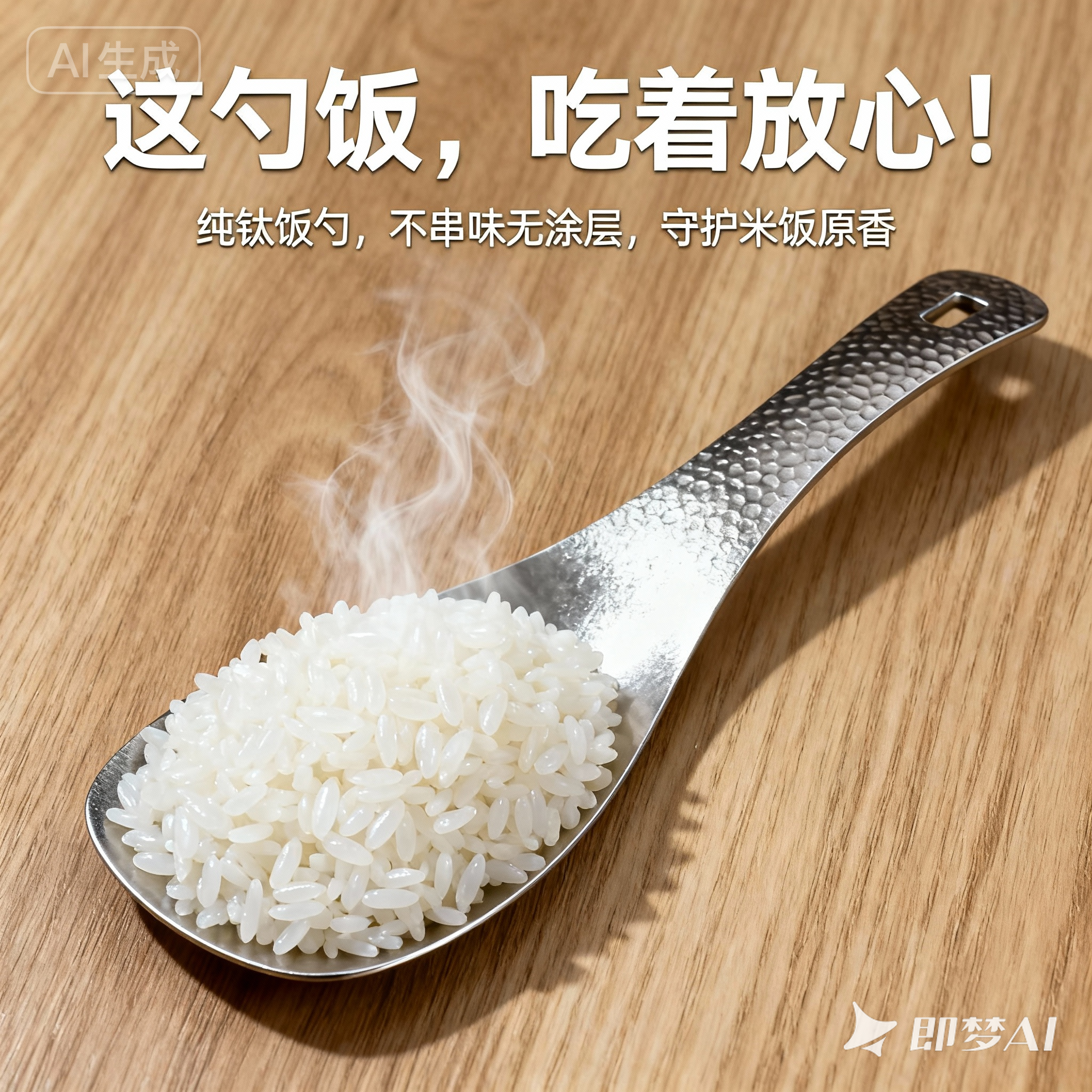 纯钛餐勺钛勺子钛餐具大饭勺中式加厚饭勺电饭煲饭勺