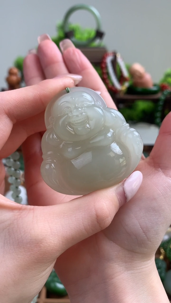 【闪购商品】和田玉颈饰18K金镶嵌吊坠50mm