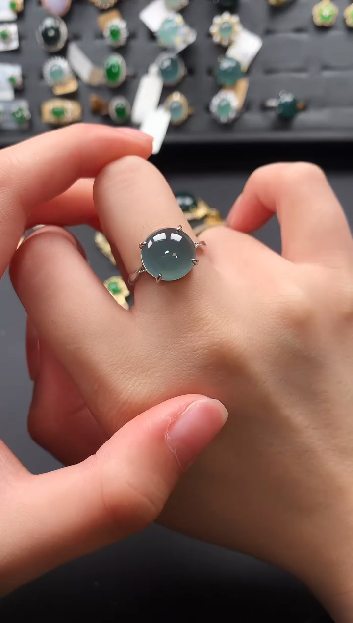 【闪购商品】翡翠戒指银S925镶嵌52141