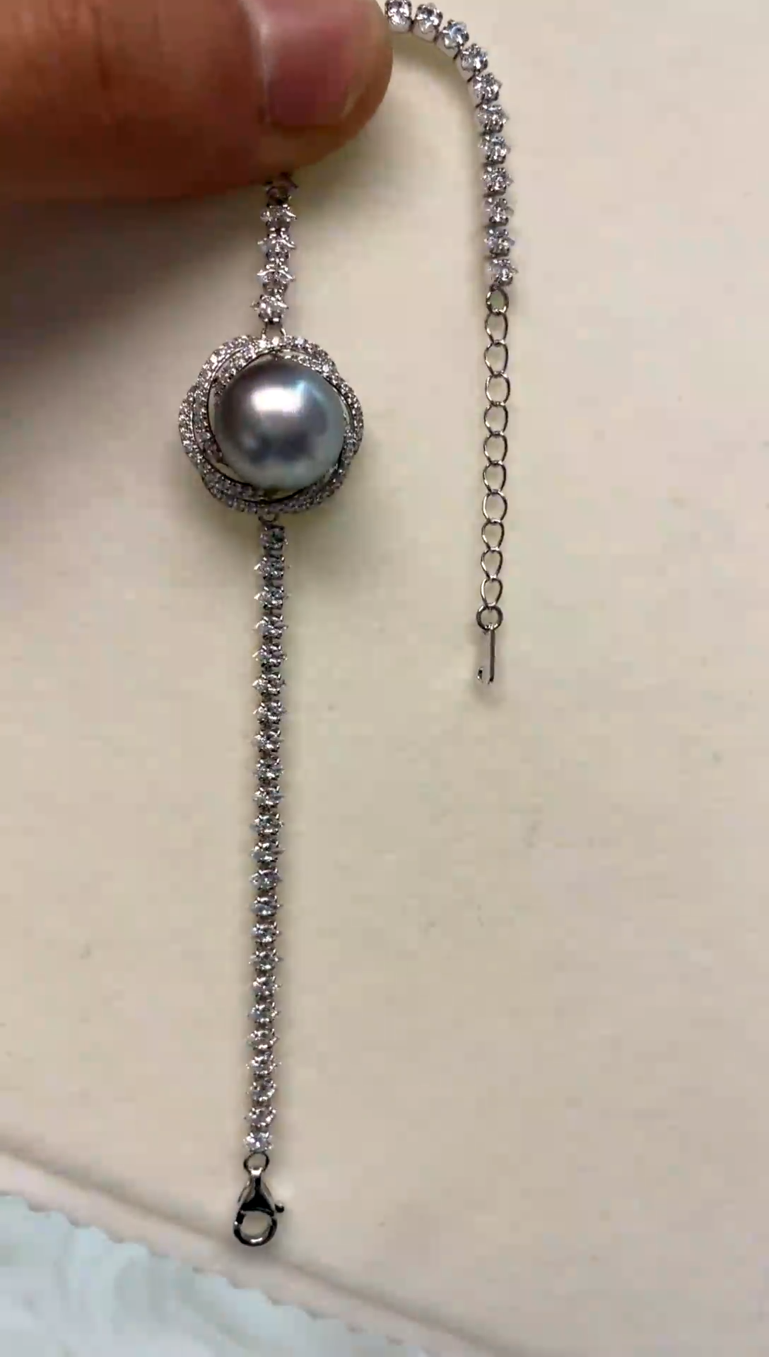 银S925镶嵌手绳海水珍珠12-13