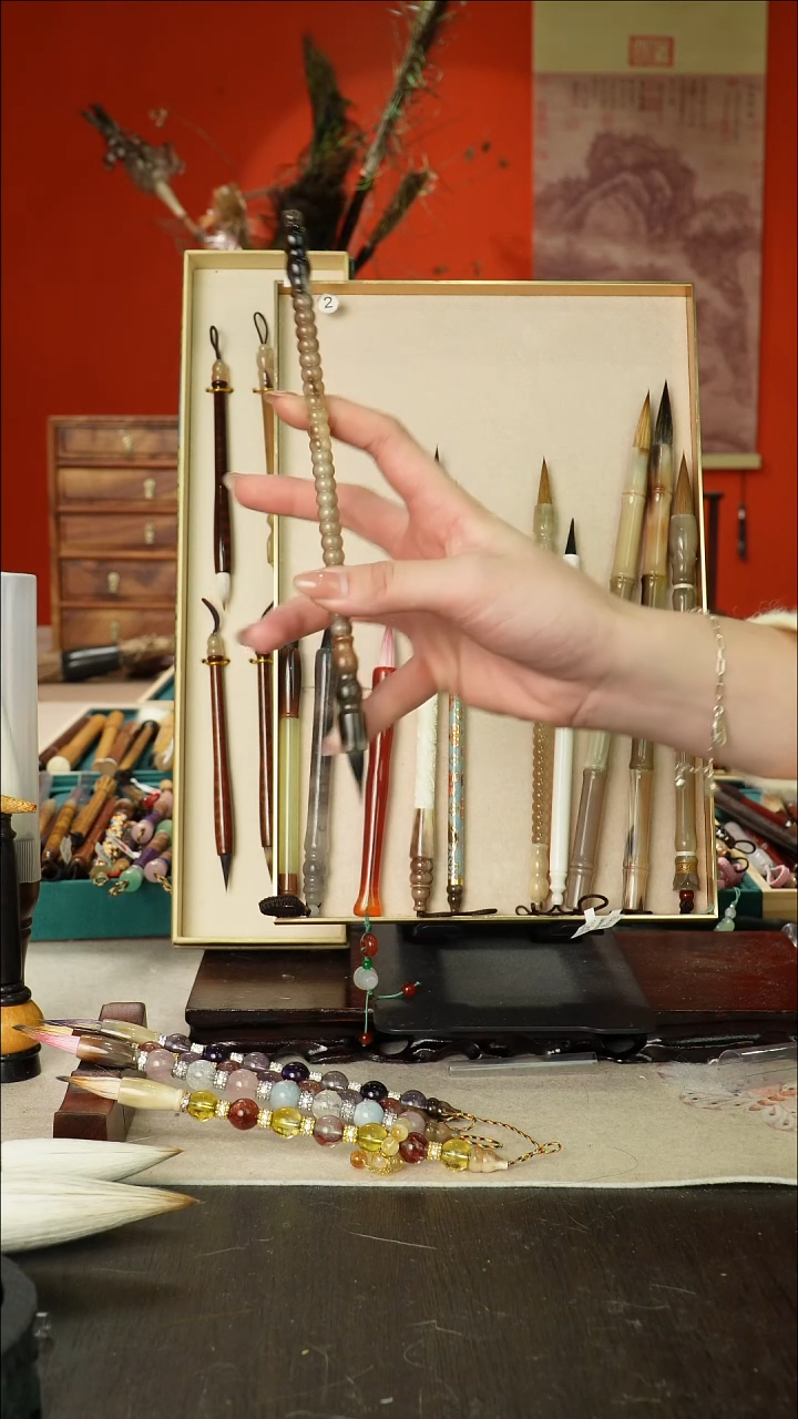 213号闪孤品高货毛笔链接 清水试笔 蘸墨不退