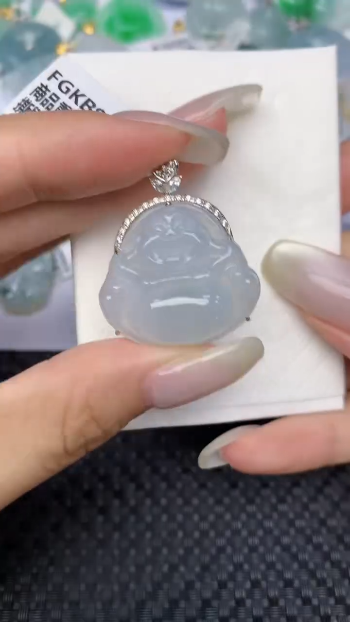 翡翠18K金镶嵌颈饰 天然缅甸翡翠a货百元以上9元证书费自理