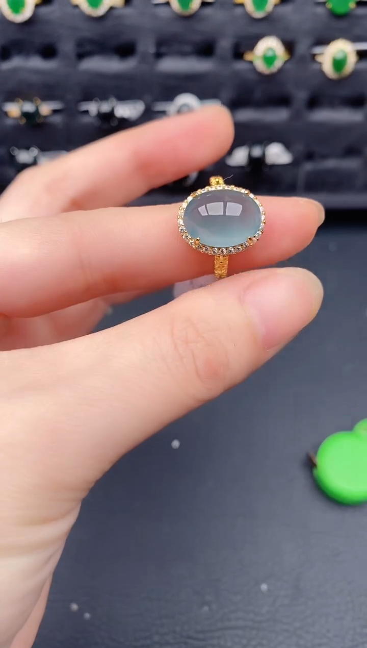 银S925镶嵌戒指翡翠天然a货翡翠339