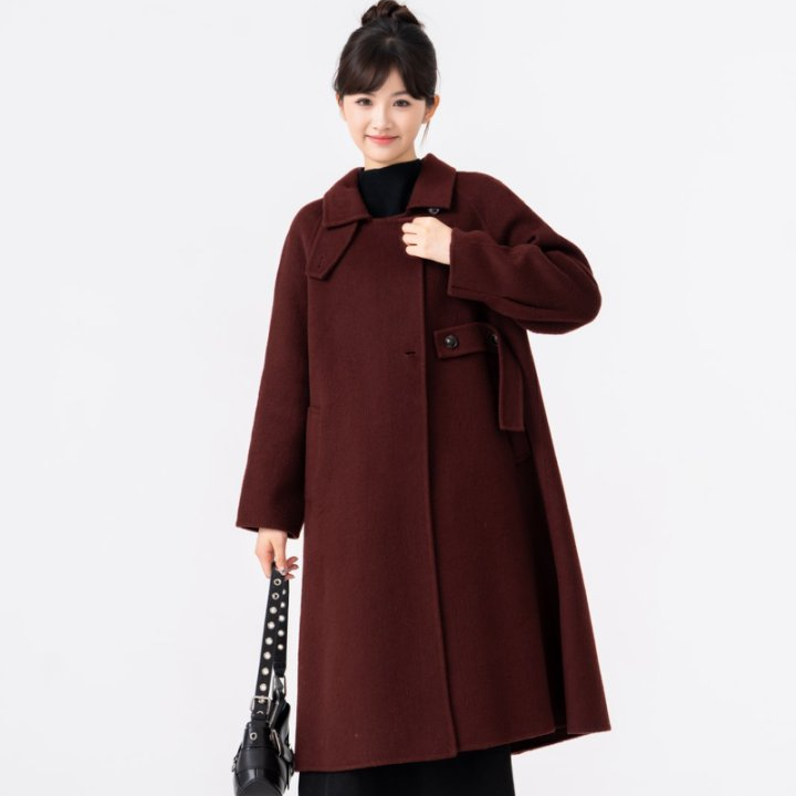 小个子立领时尚羊毛大衣外套8758