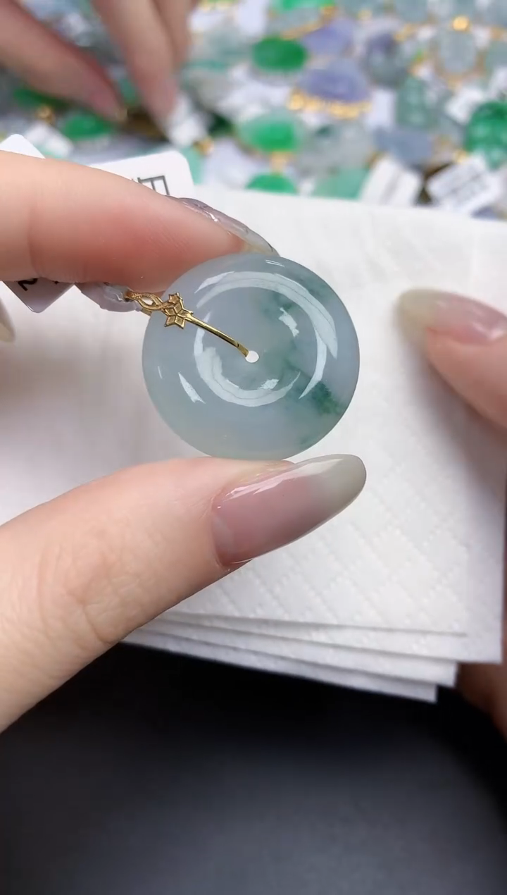 【闪购商品】翡翠颈饰18K金镶嵌天然缅甸翡翠A货