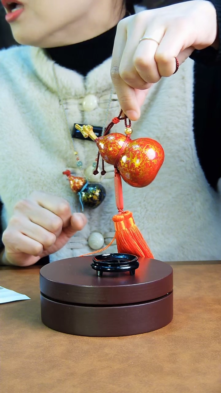 【闪购商品】131直播一物一图大漆酒葫芦送底座送挂绳