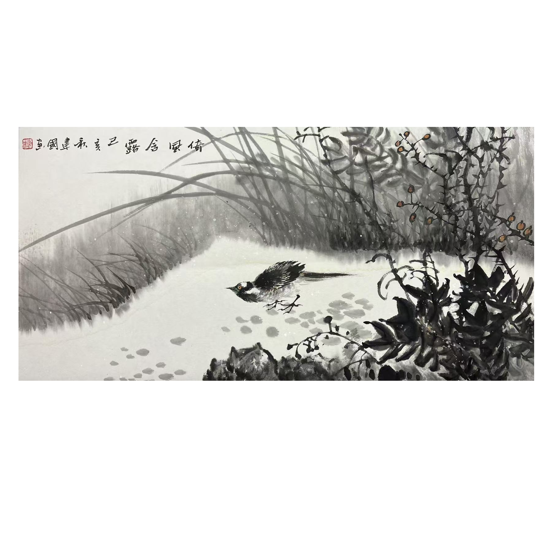 施老师水墨花鸟国画作品