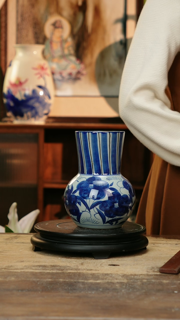 瓷片 景德镇纯手工釉下彩精品花瓶