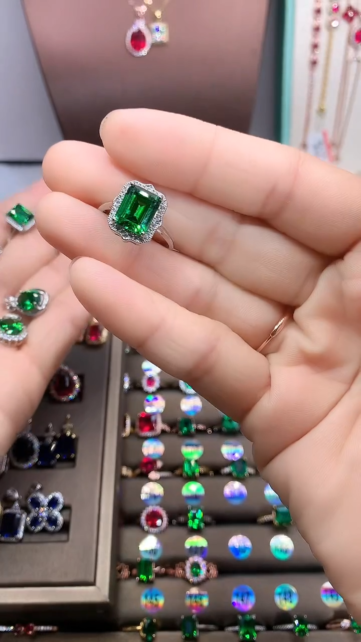 【闪购商品】透辉石戒指银S925镶嵌银色