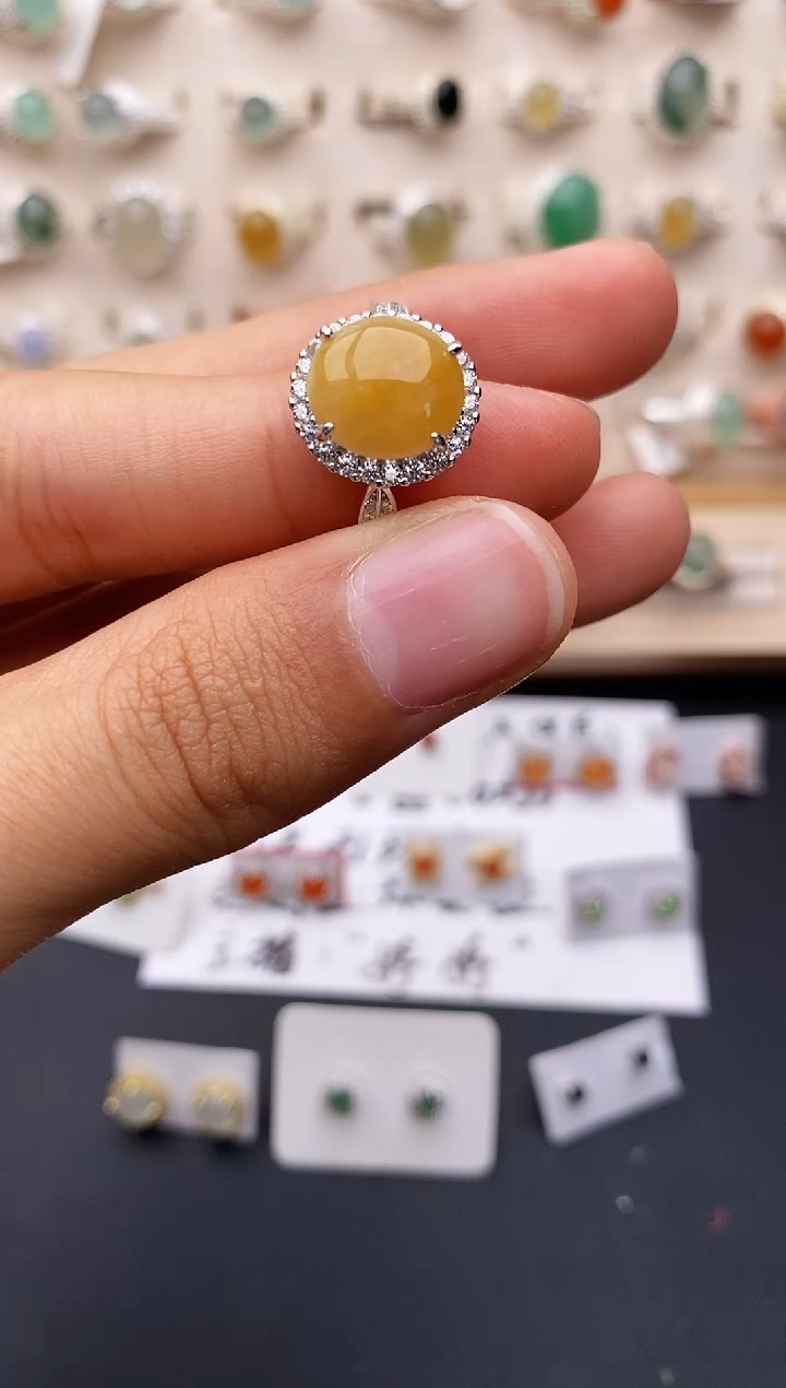 【闪购商品】翡翠戒指银S925镶嵌缅甸翡翠