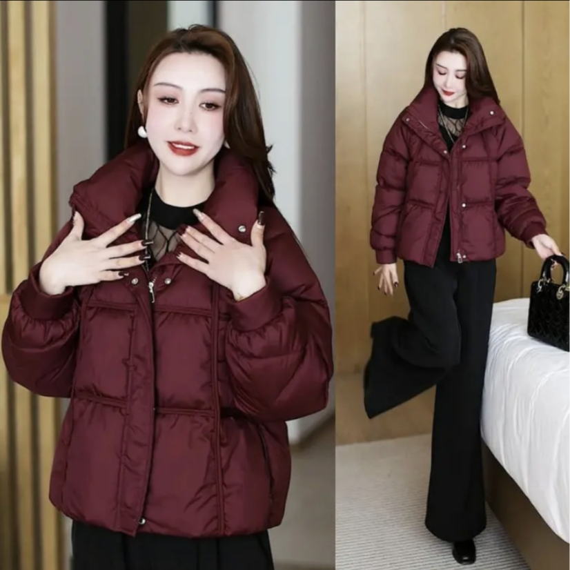 加厚外套短款棉服休闲百搭时尚短款棉衣宽松保暖立领冬季外套507