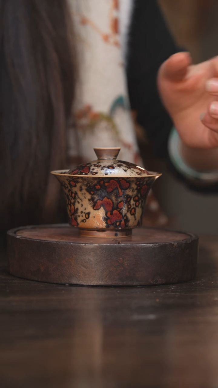 【闪购商品】杯93柴房陶瓷丨斑鹿马蹄盖碗
