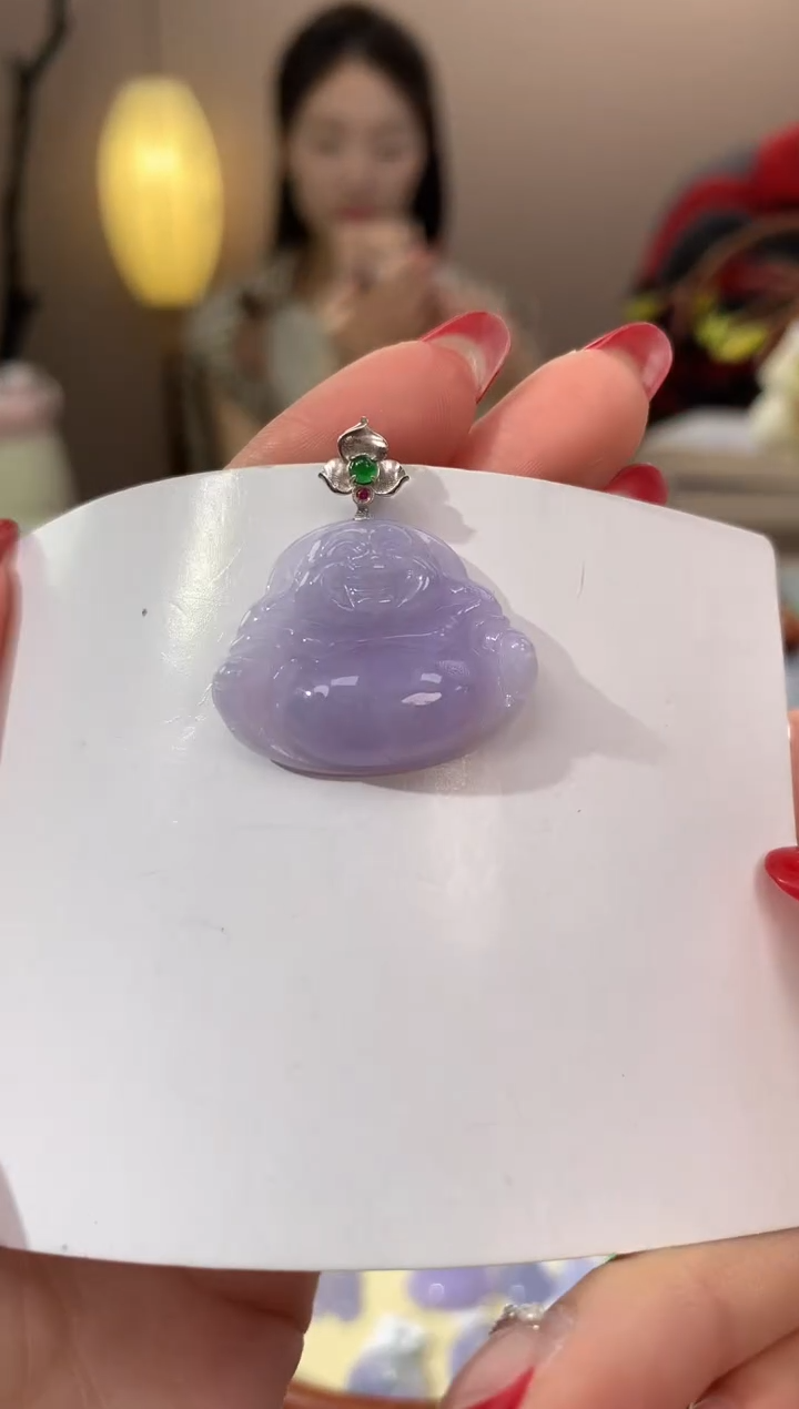 【闪购商品】翡翠颈饰18K金镶嵌天然缅甸a货翡翠