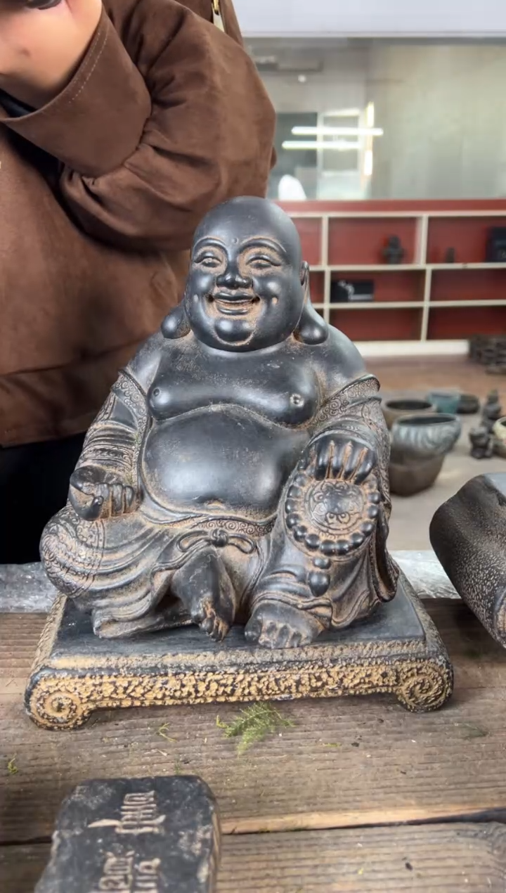 陶土大肚佛+小江枫底座