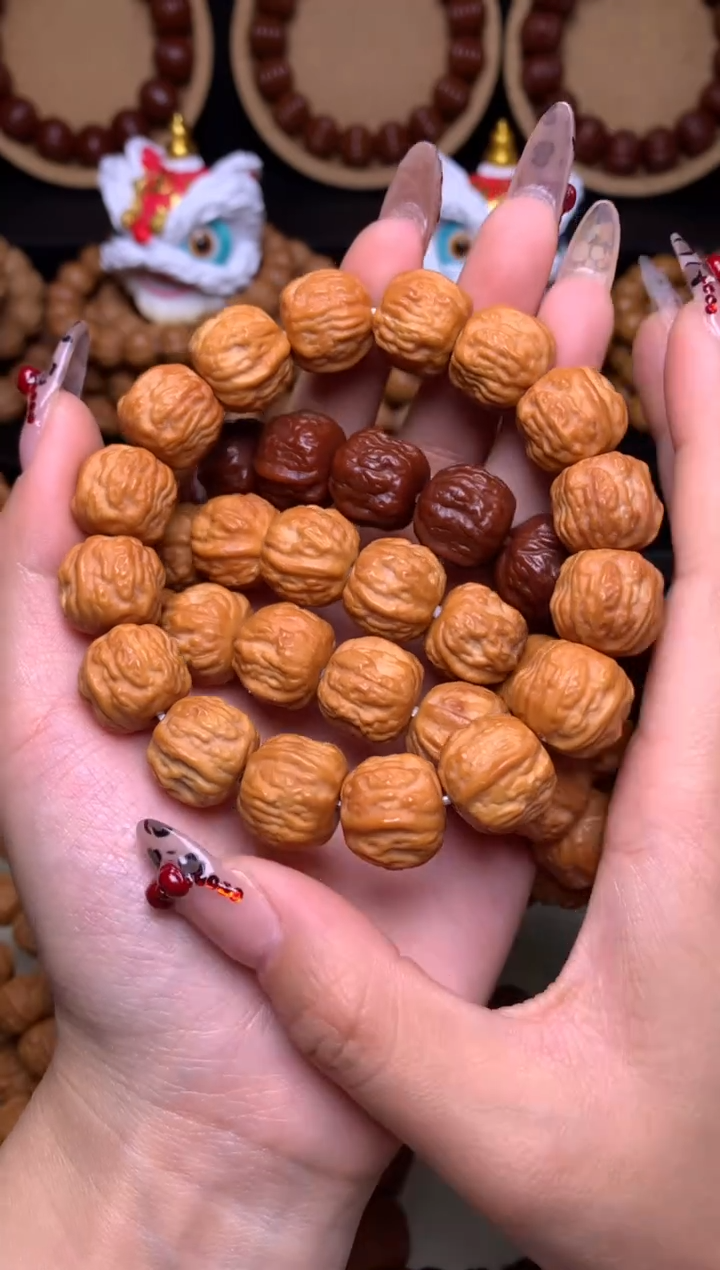 【闪购商品】文玩核桃手串15-16mm金蟾蛤蟆头龙炎料深雕全品