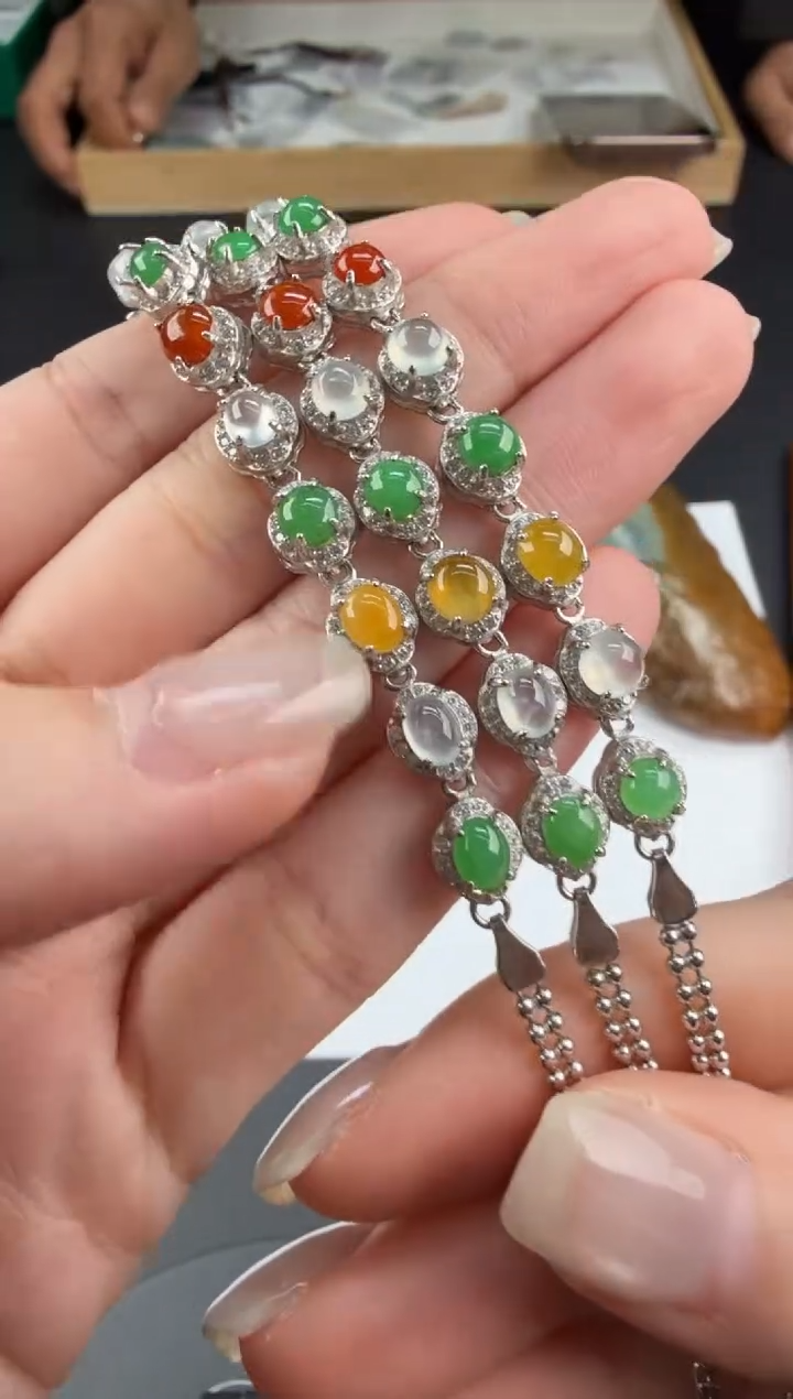 银S925镶嵌手链翡翠翡翠饰品（多样性发货一件）-96 