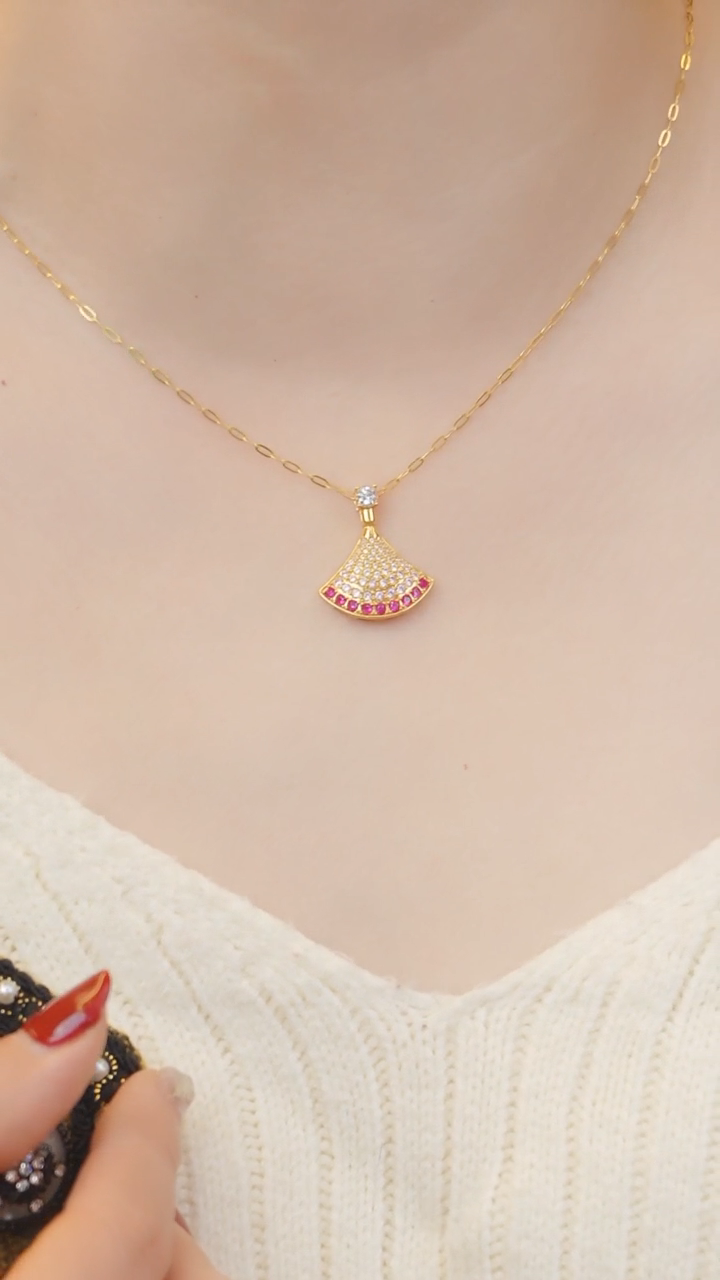 【闪购商品】贝壳（贝母）项链18K金镶嵌裙子