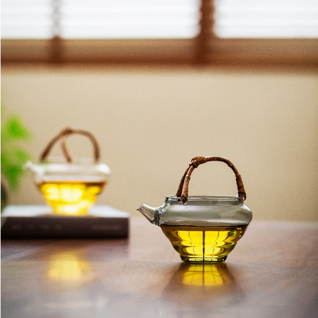 藤编提梁公道杯 耐热玻璃自带过滤分茶手工泡茶