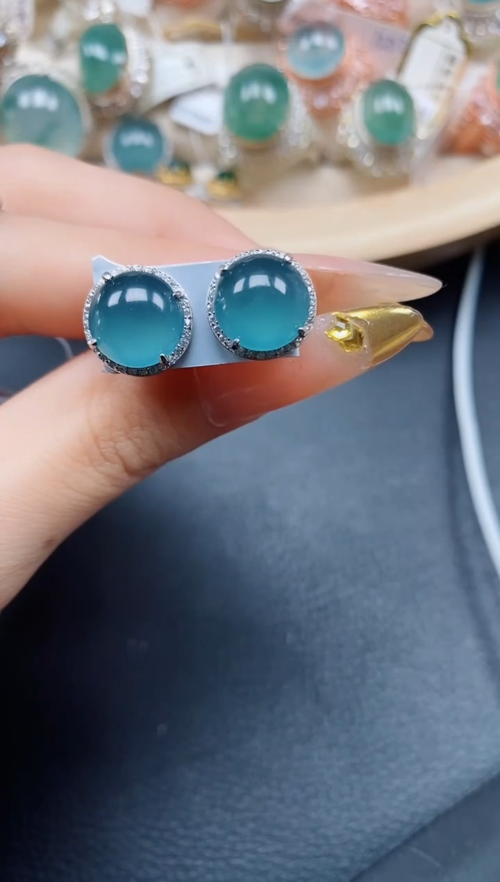 【闪购商品】翡翠耳饰银S925镶嵌翡翠