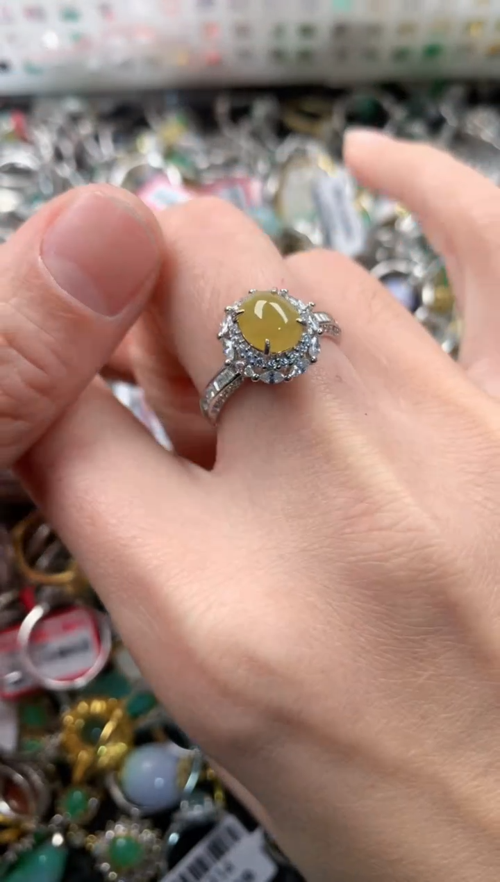 银S925镶嵌戒指翡翠333        3