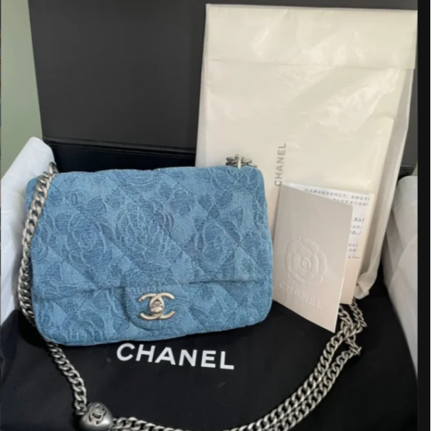 99新 Chanel/香奈儿 花花活动 23P CF口盖包 牛仔蓝 芯片开包
