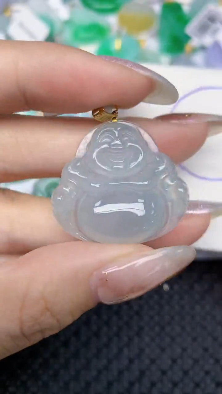 颈饰18K金镶嵌翡翠天然缅甸翡翠a货百元以上9元证书费自理