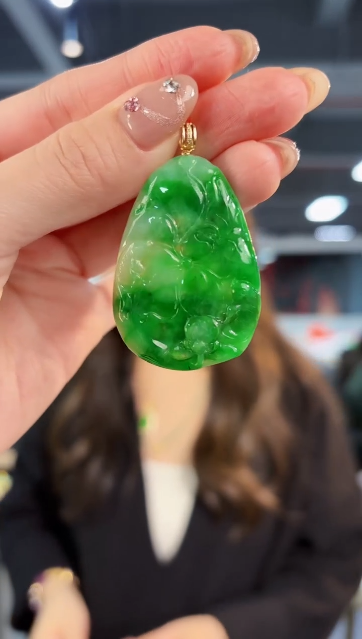 【闪购商品】翡翠颈饰18K金镶嵌缅料A货/支持复检/一件