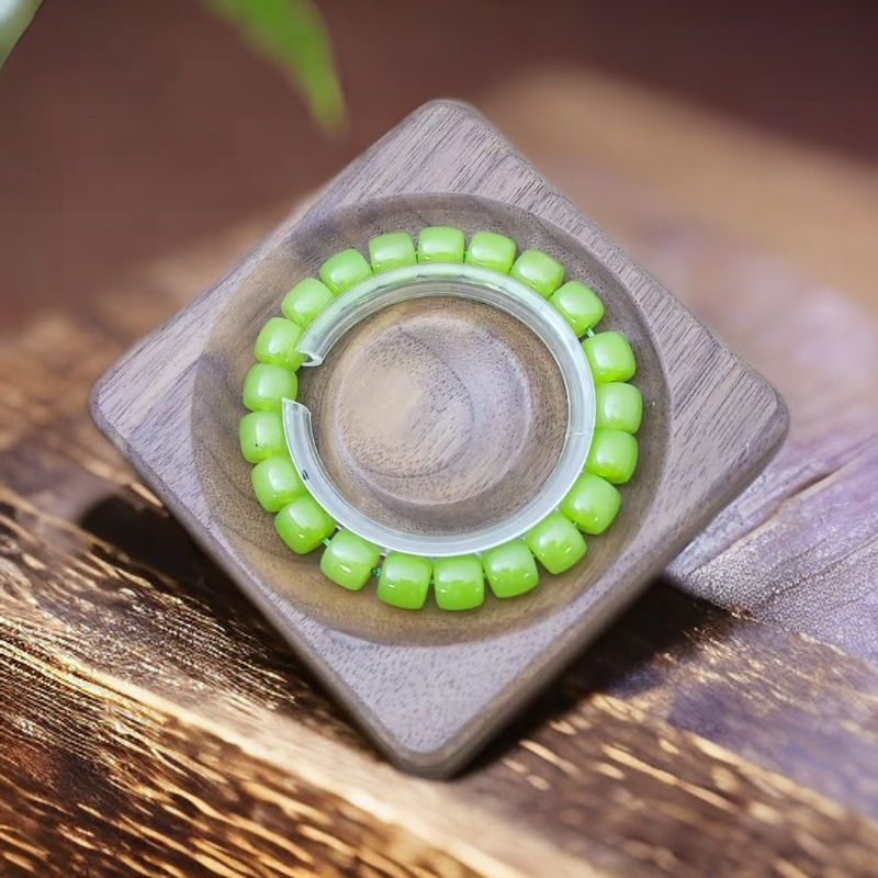 【恩上珠宝】天然玉石 039 和田苹果绿直切10mm