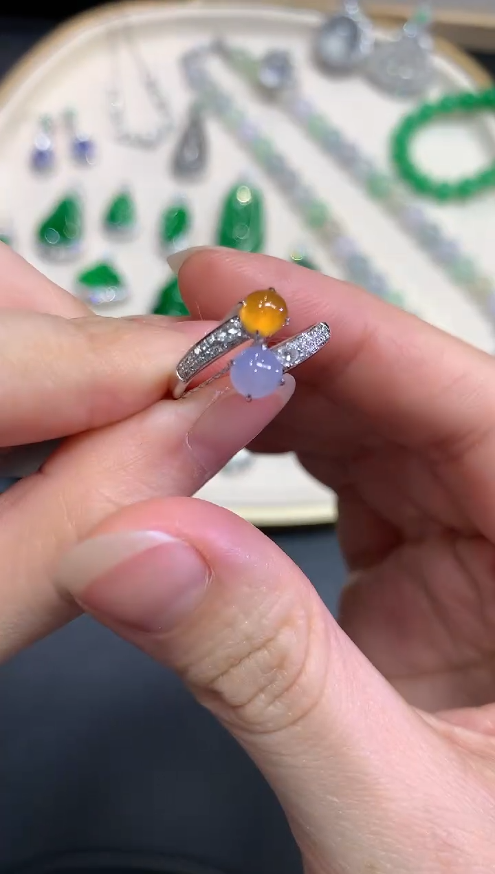 【闪购商品】翡翠戒指18K金镶嵌A347|3500