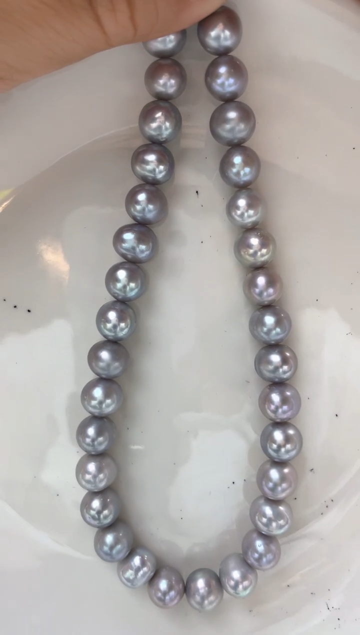 未镶嵌项链淡水珍珠490无核9mm+灰珠项链（多样性发一）