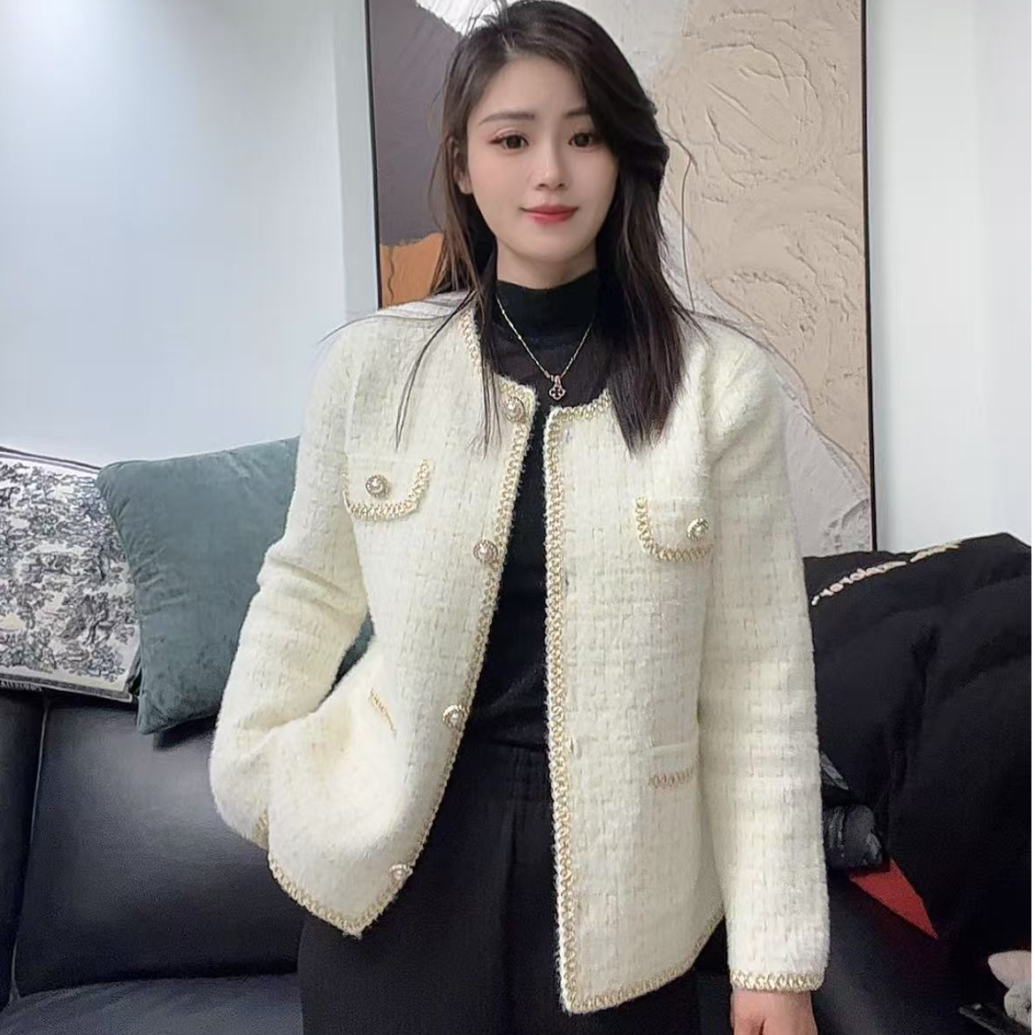 韩版圆领气质小香风网红长袖洋气轻奢女春秋上衣女外套女款