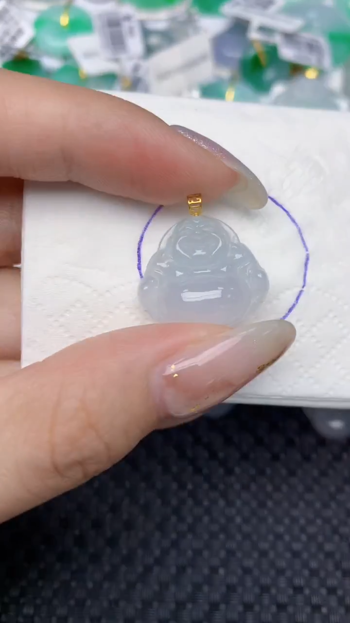 颈饰18K金镶嵌翡翠天然缅甸翡翠a货百元以上9元证书费自理