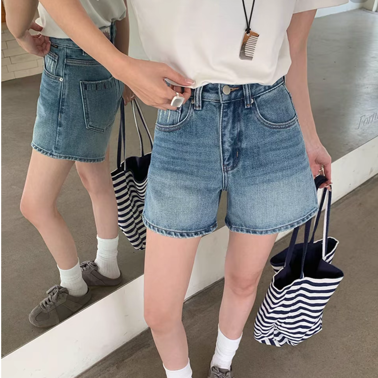 ZOZO-3918夏季新款女配腰带牛仔休闲时尚百搭短裤